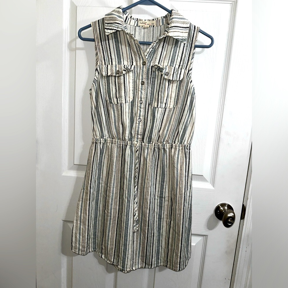 BeBop | Striped Sleeveless Shirt Dress